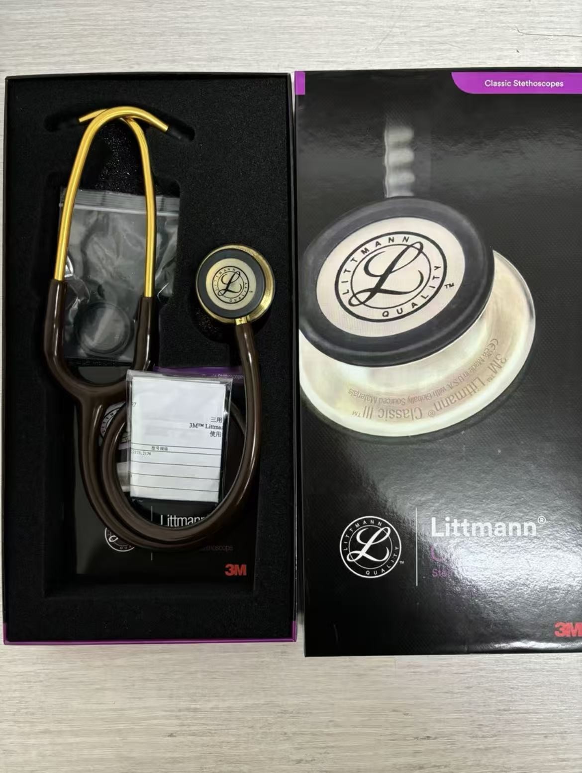3M Littmann Cardiology III Stethoscope, 5809, Chocolate Gold 27″ medical doctor