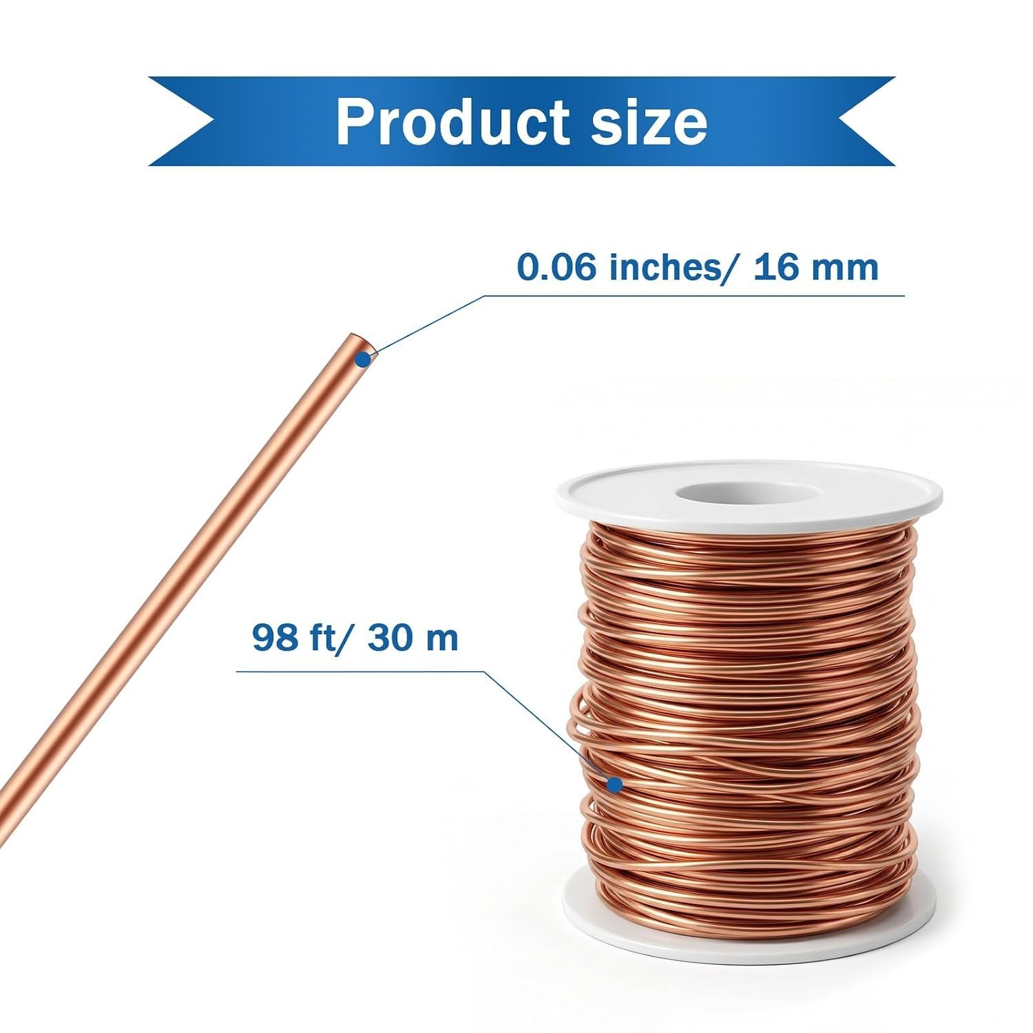 14 Gauge Copper Wire 0.06 inches 1.6mm 98 Feet Dead Soft Solid Bare Copper Wi…