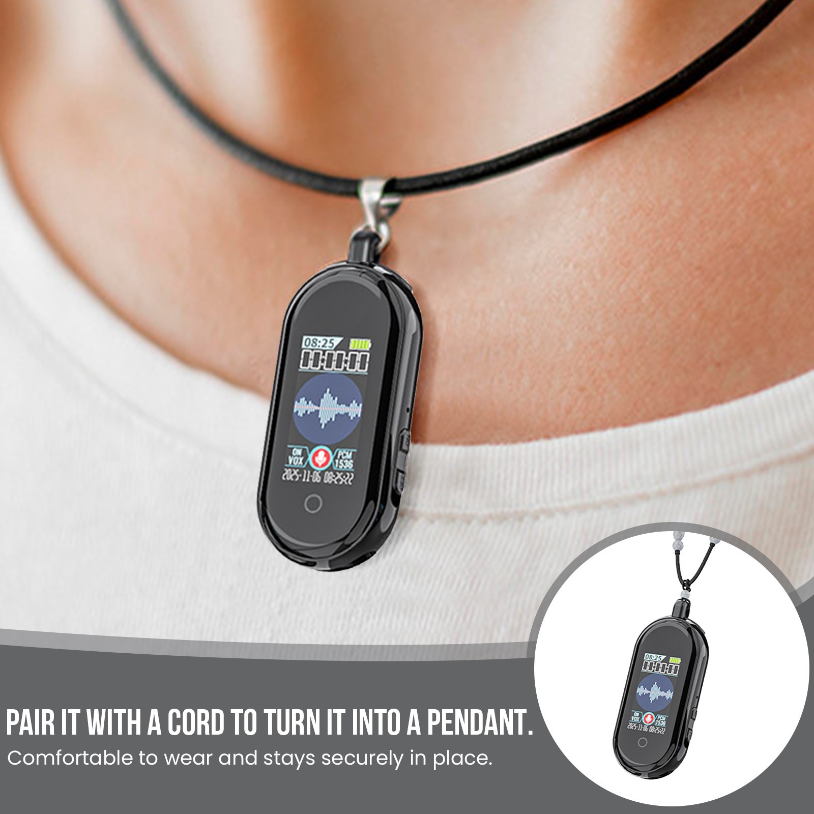 64GB Voice Activated Recorder with AI-Intelligent Triple Noise Reduction,