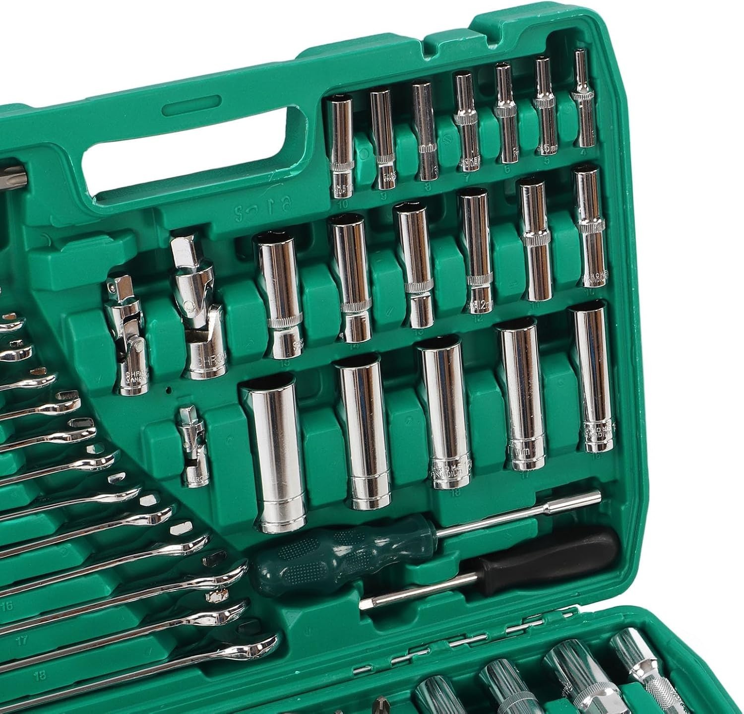 216Pcs Ratchet Wrench Socket Tool w/Storage Case 1/2in,3/8in, 1/4in Drive Socket