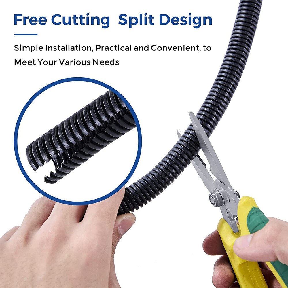 7/10/13/15/18/21/25/28mm Split Wire Loom Conduit Polyethylene Black Sleeve Tube