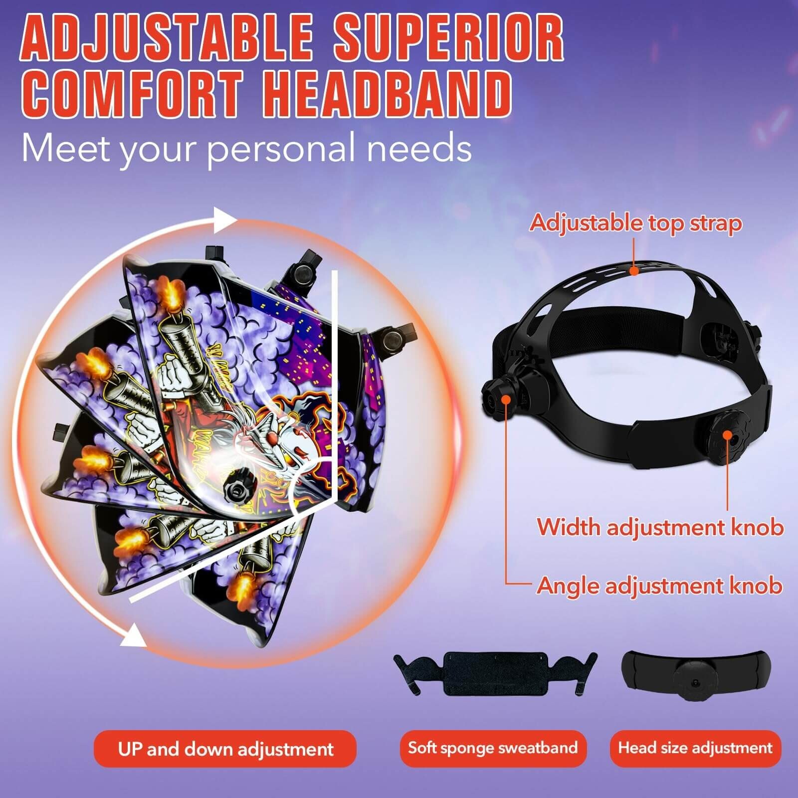 TRQWH True Color Solar Auto-darkening Welding Helmet with LED Light & Headband