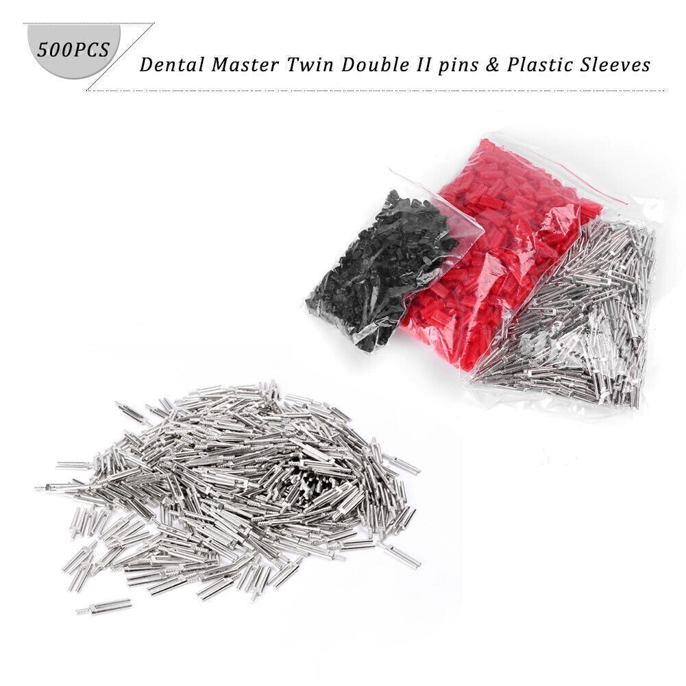 500 pcs 3 Packs Dental Master Twin Double II pins & Plastic Sleeves Wholesale