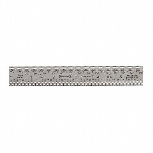 GENERAL TOOLS Steel Rule: 641, 6 in / 150 mm, 32112