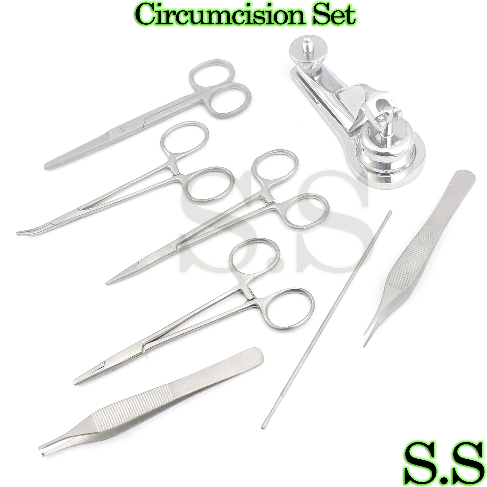Circumcision Set c/w «Gomco» style clamp 1.3cm, s/s & 6 s/s instruments DS-1155