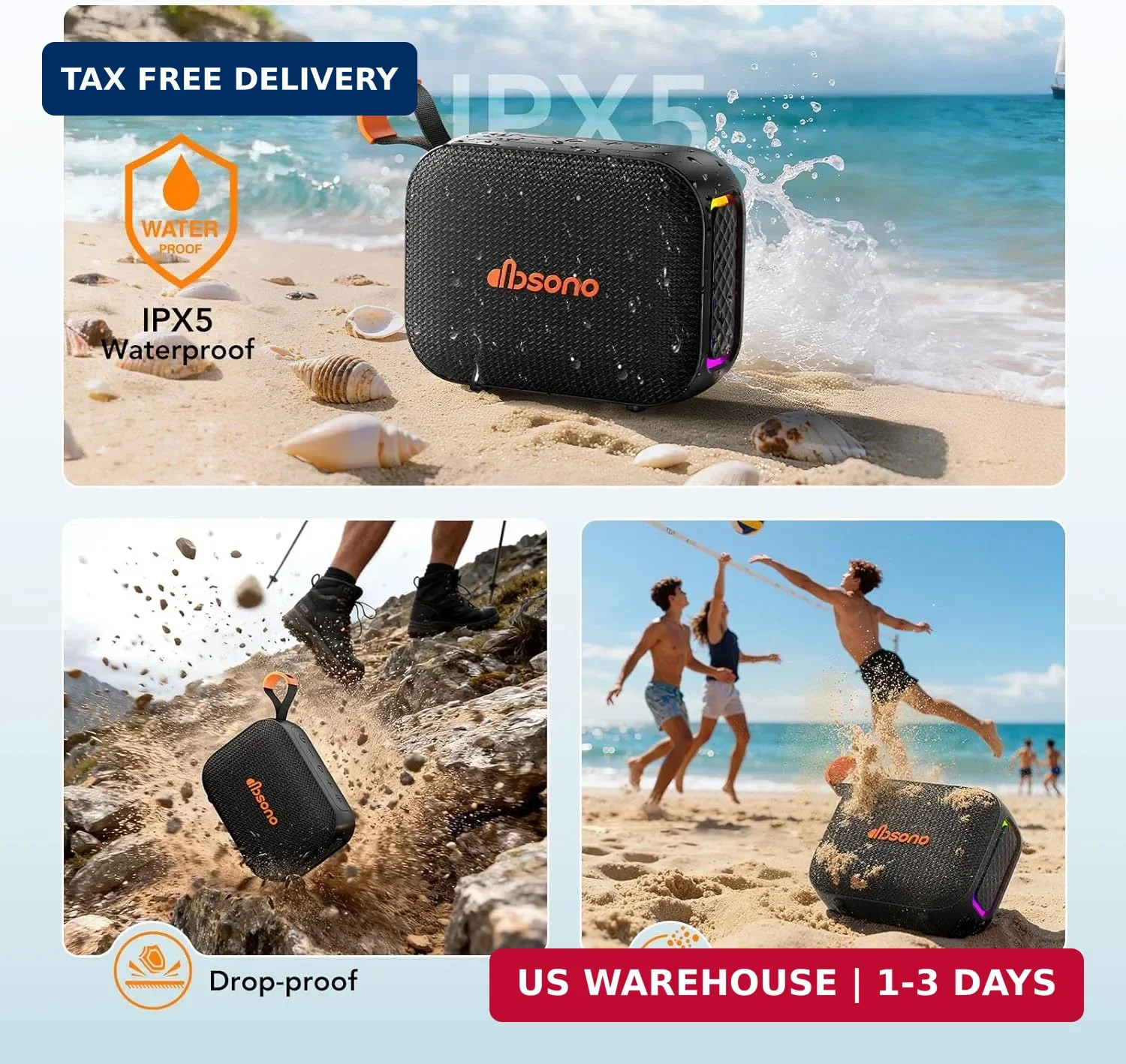 Portable Bluetooth Speaker Line-in Support: IPX5 Waterproof HD Sound Up to 24H P