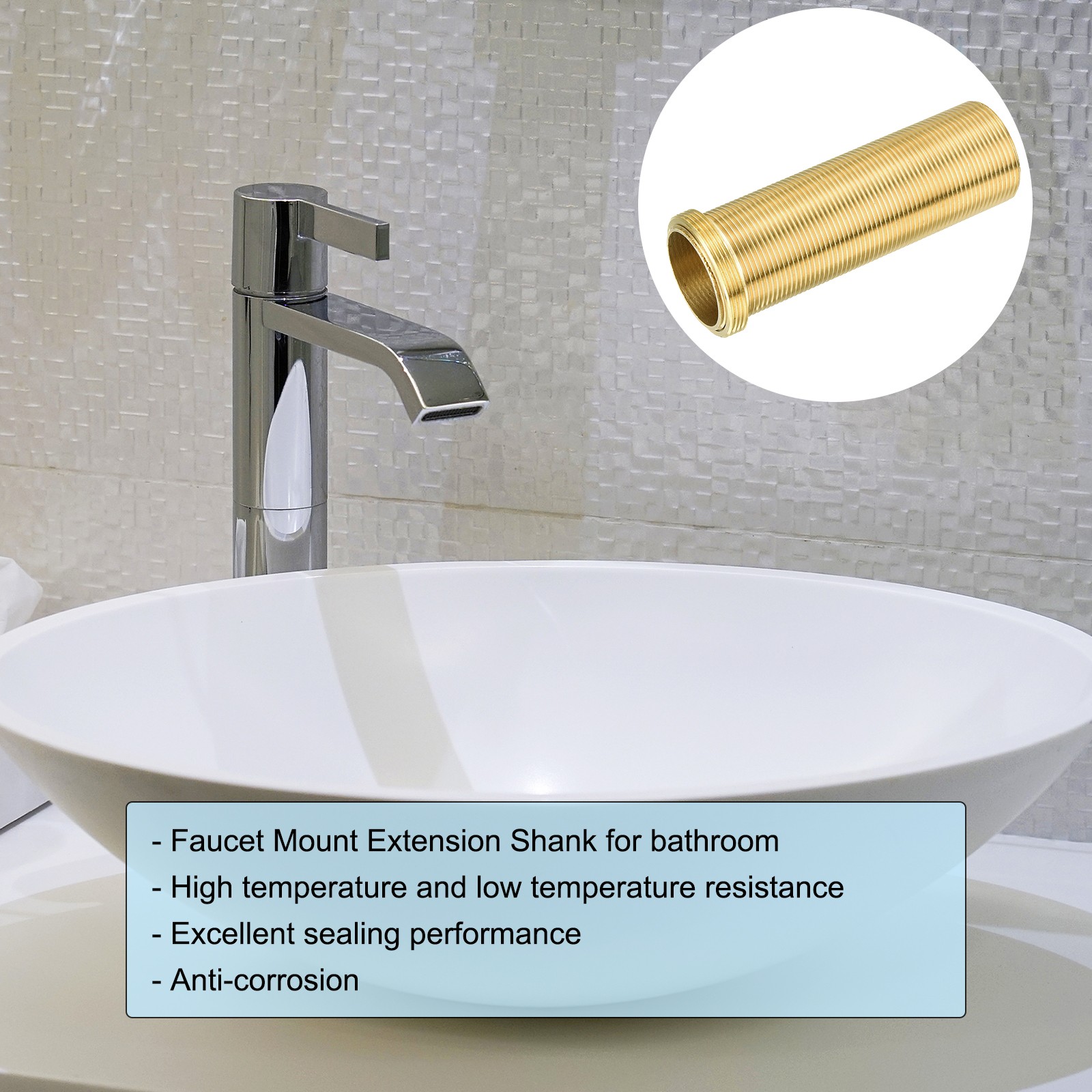 Faucet Mount Extension Shank 4″ x 1.44″ Brass Basin Mounting