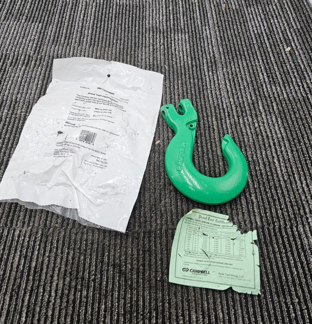 Campbell 5746615 3/8″, 8,800 Lb WLL, Quik-Alloy Clevis Sling Hook Green