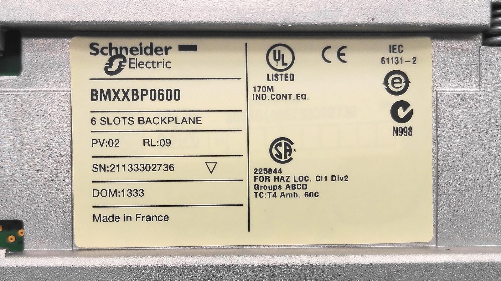 SCHNEIDER ELECTRIC BMXXBP0600 MODICON 6-SLOT X-BUS BACKPLANE