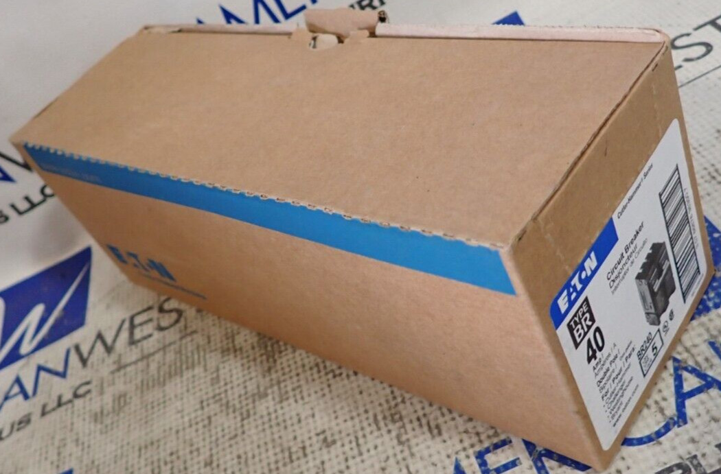 Case of 5 NEW – Eaton BR240 40 Amp 120/240 VAC 2 Pole Type BR Plug-In Breakers