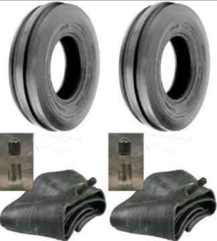TWO New 4.00-19 Tri-Rib 3 Rib Front Tractor Tires & Tubes 8N 9N Ford H/D