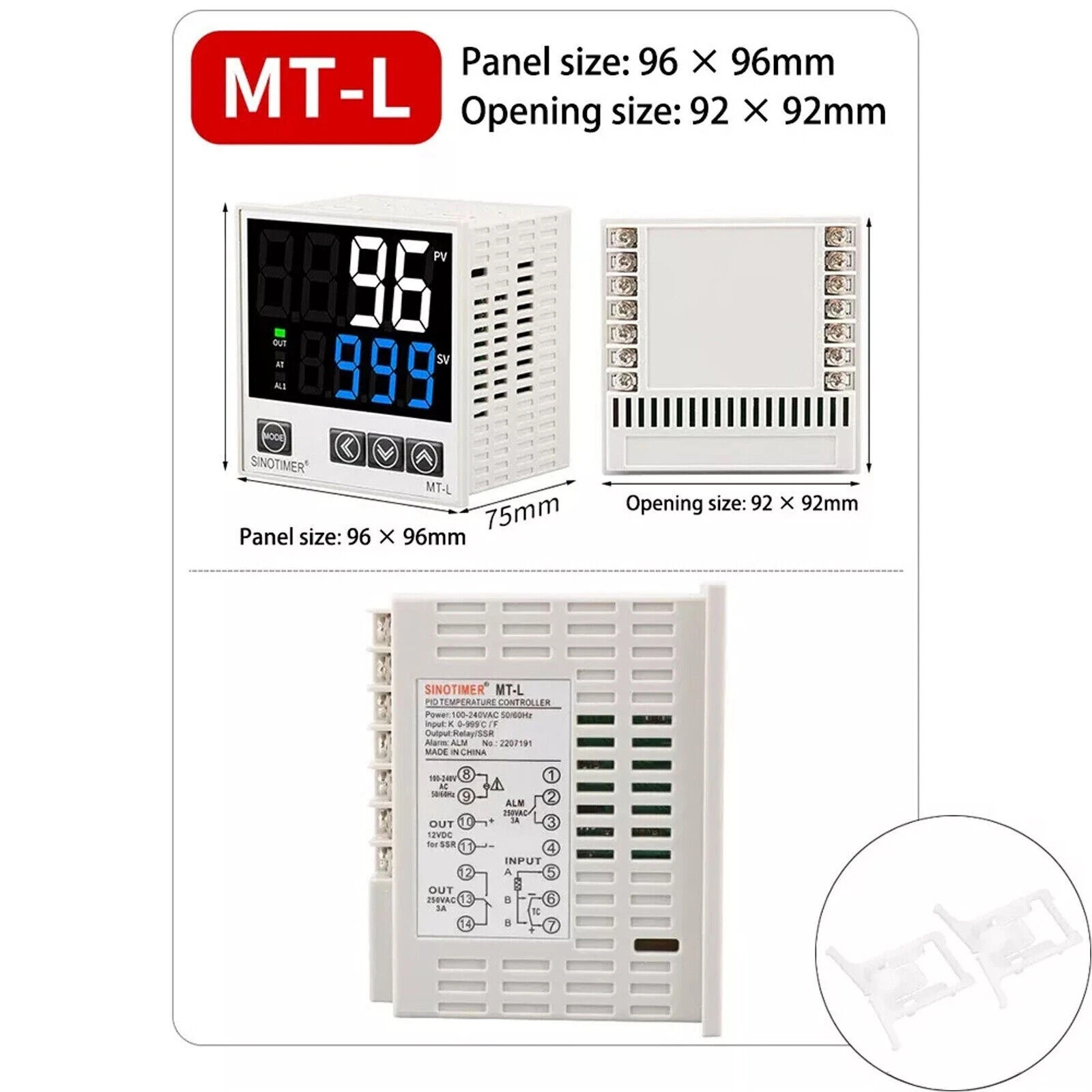 PID Temperature Controller Thermostat 100V To 240V SSR/Relay Thermocouple MT-L