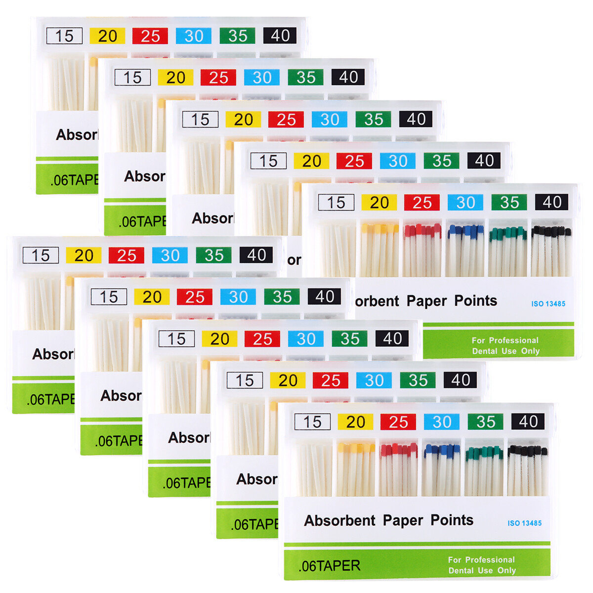 Dental Endo Absorbent Paper Points Color Coded Taper 02/.04/.06 #15-40