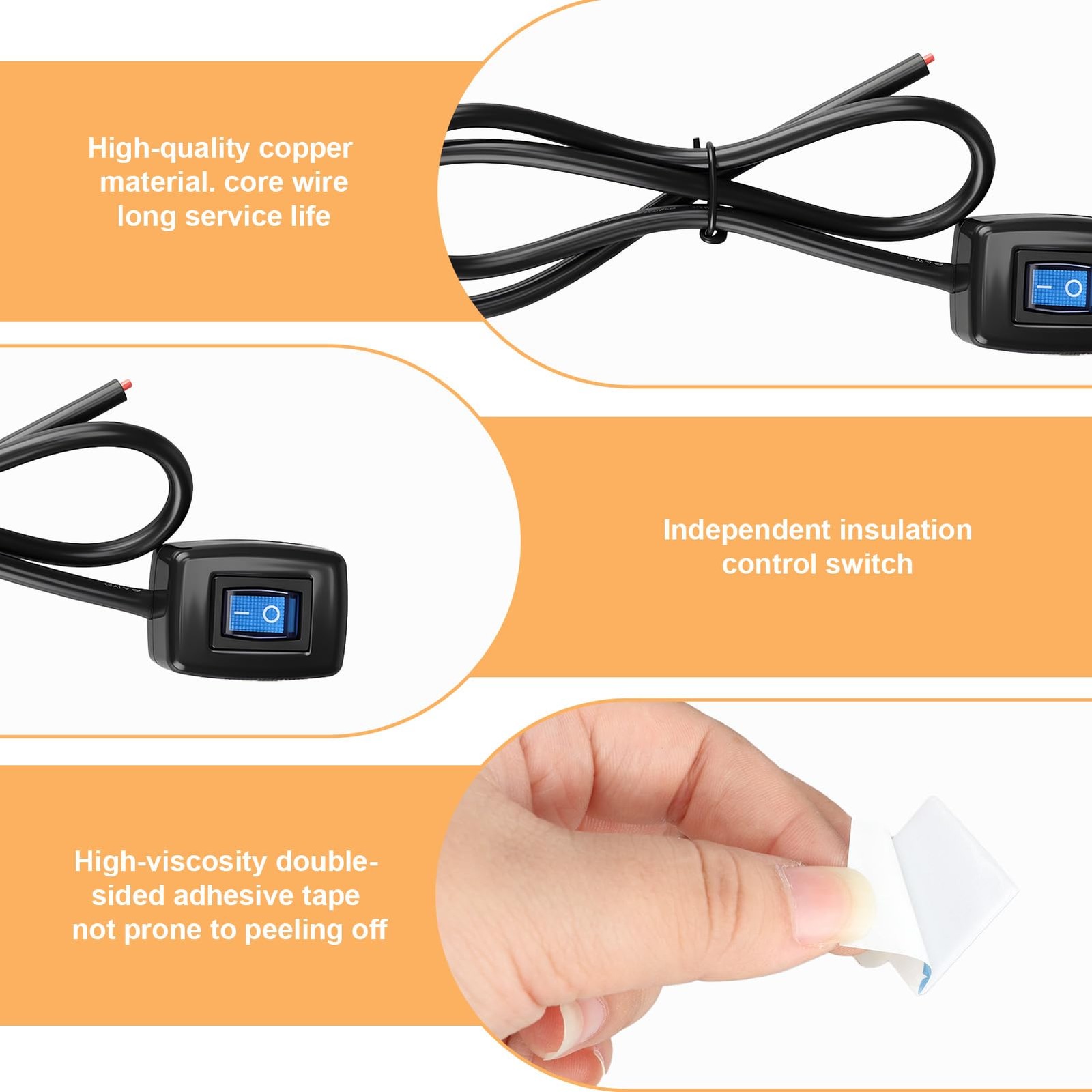 4 Pack Universal Paste Type Push Button Switch with Indicator Light, DC12V 10…