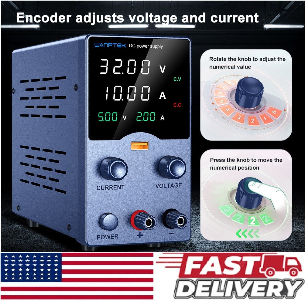 DC Adjustable 0-32V 62V 0-5A 10A Lab Power Supply Variable Programmable Sources