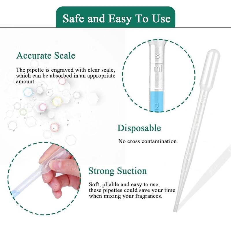 3ml Disposable Plastic Dropper Pipettes Science Lab DIY Art Experiment New