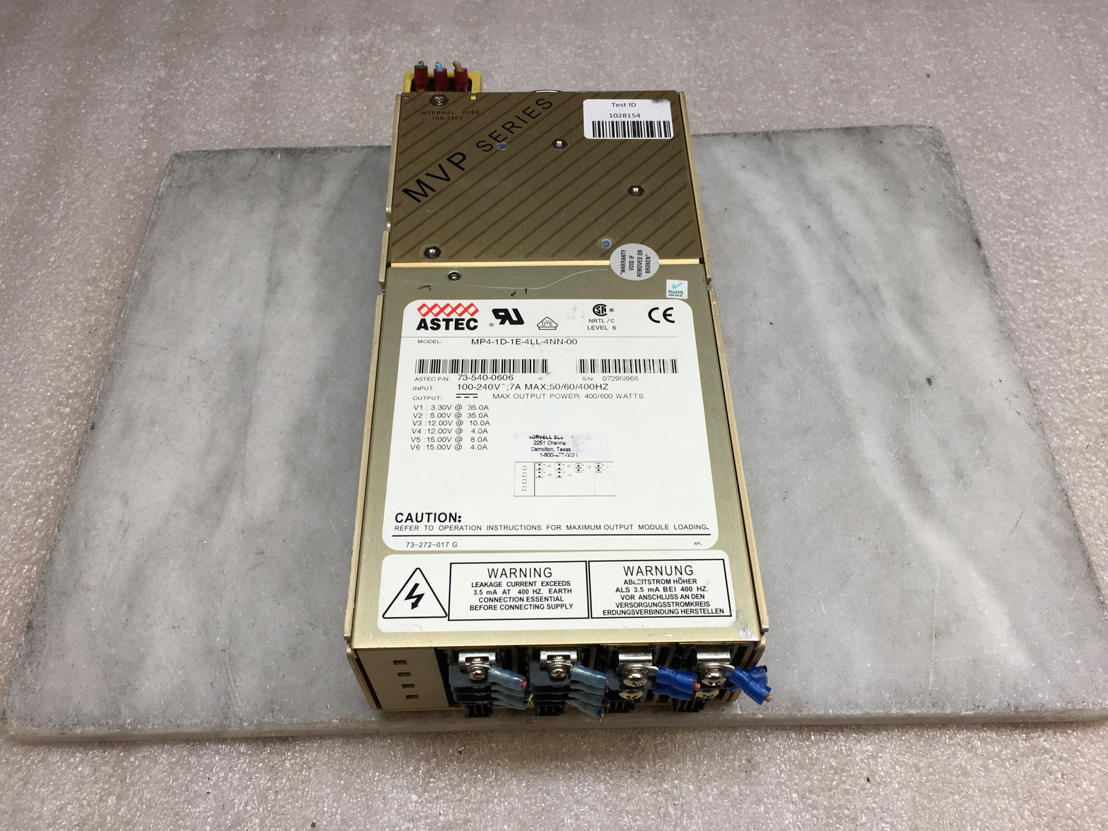 ASTEC MVP Series MP4-1D-1E-4LL-4NN-00 Power Supply 73-540-0606