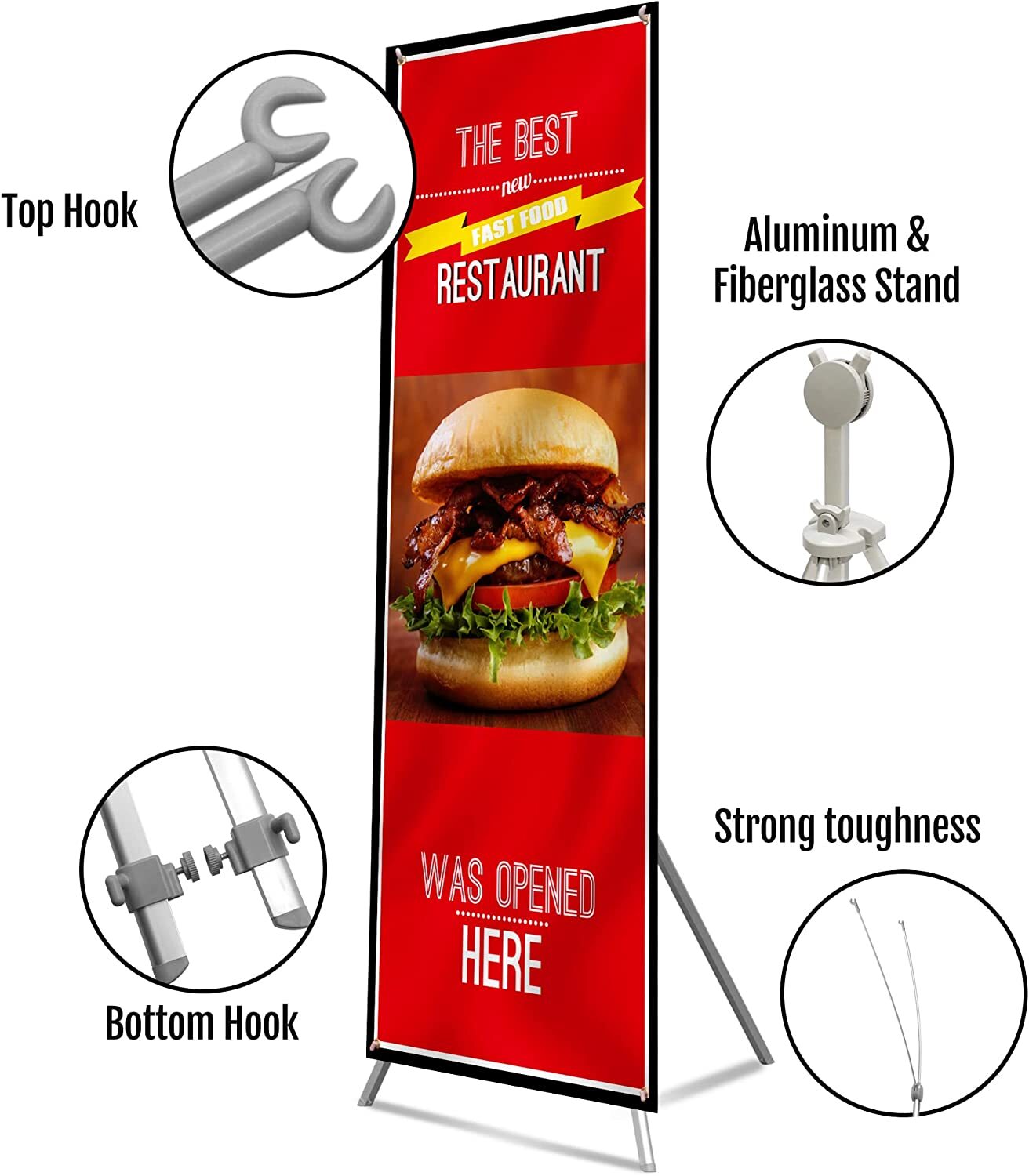 Anley Adjustable X Banner Stand with Travel Bag Fits 23″x63″ to 35″x 78″ Banner