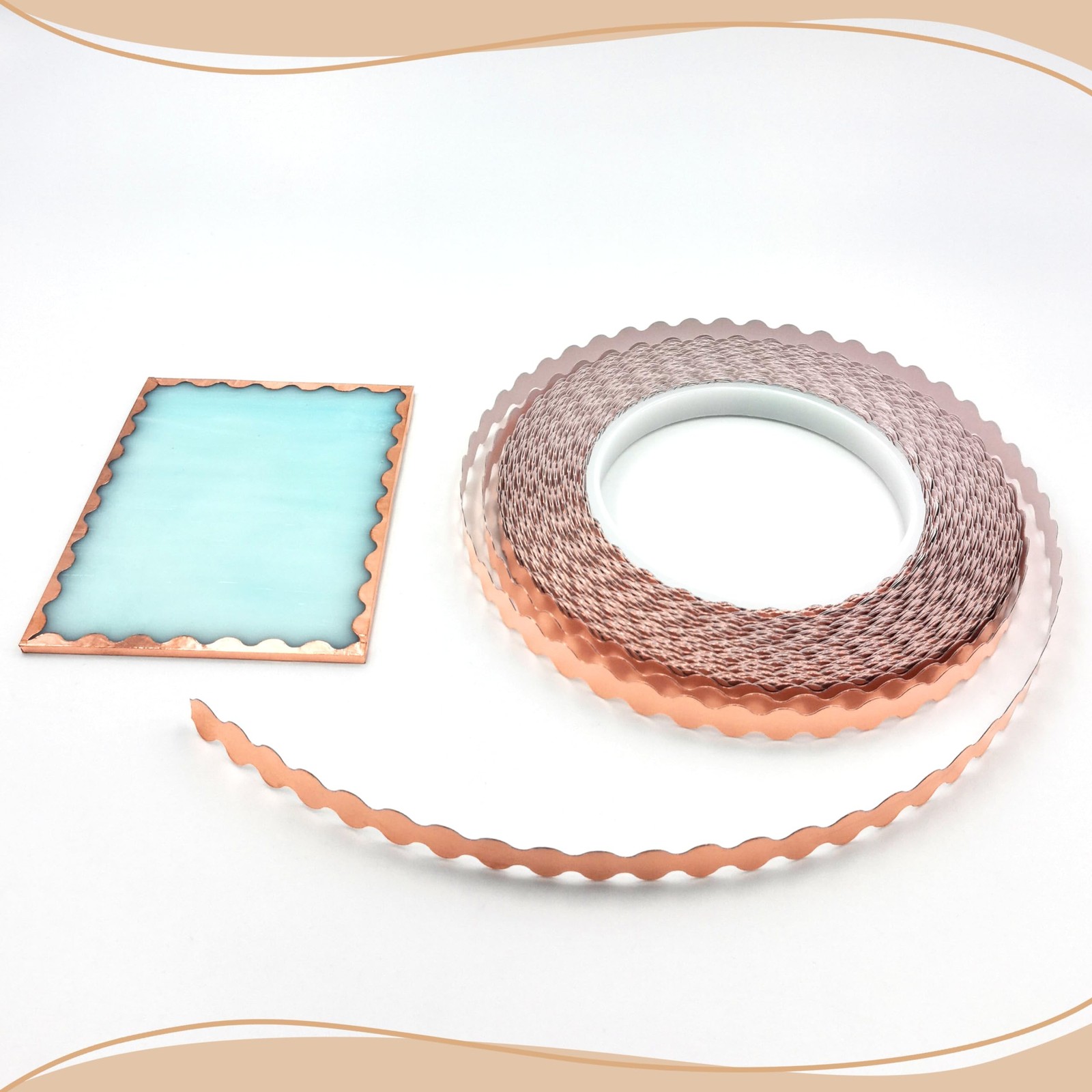 Black Backed Scalloped Copper Foil Tape, Double Edged Scalloped Copper Foil f…