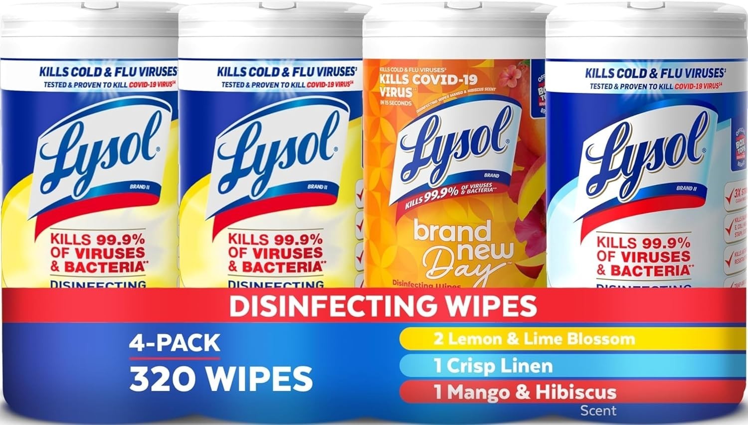 Lysol Disinfecting Wipes 4 Pack | Multi-Surface All-Purpose Cleaner 320 Count
