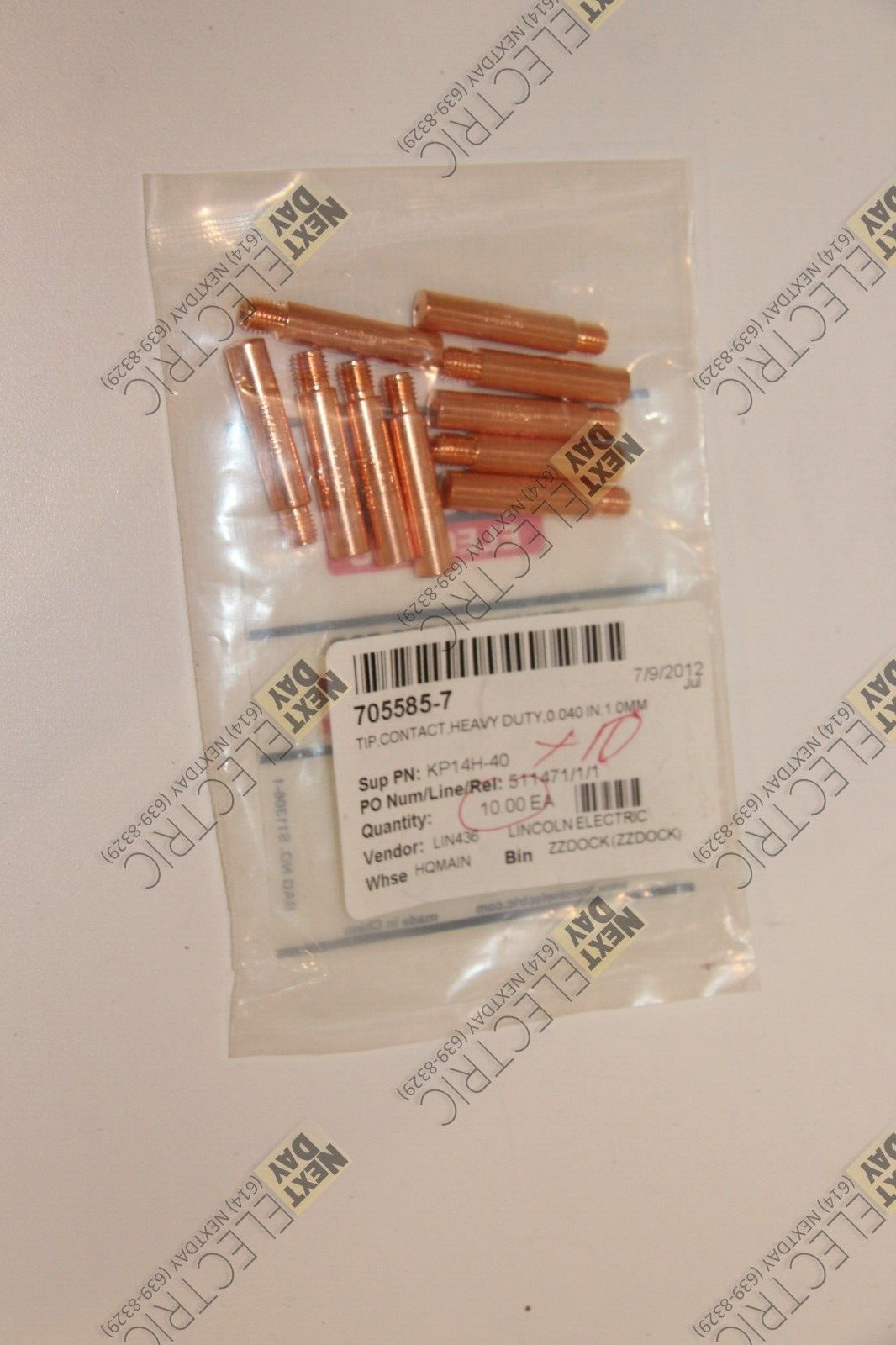 Lincoln, KP14H-40, KP2021-6B1, Mig Welding Torch Tip Magnum 1/4-28 10 Pack