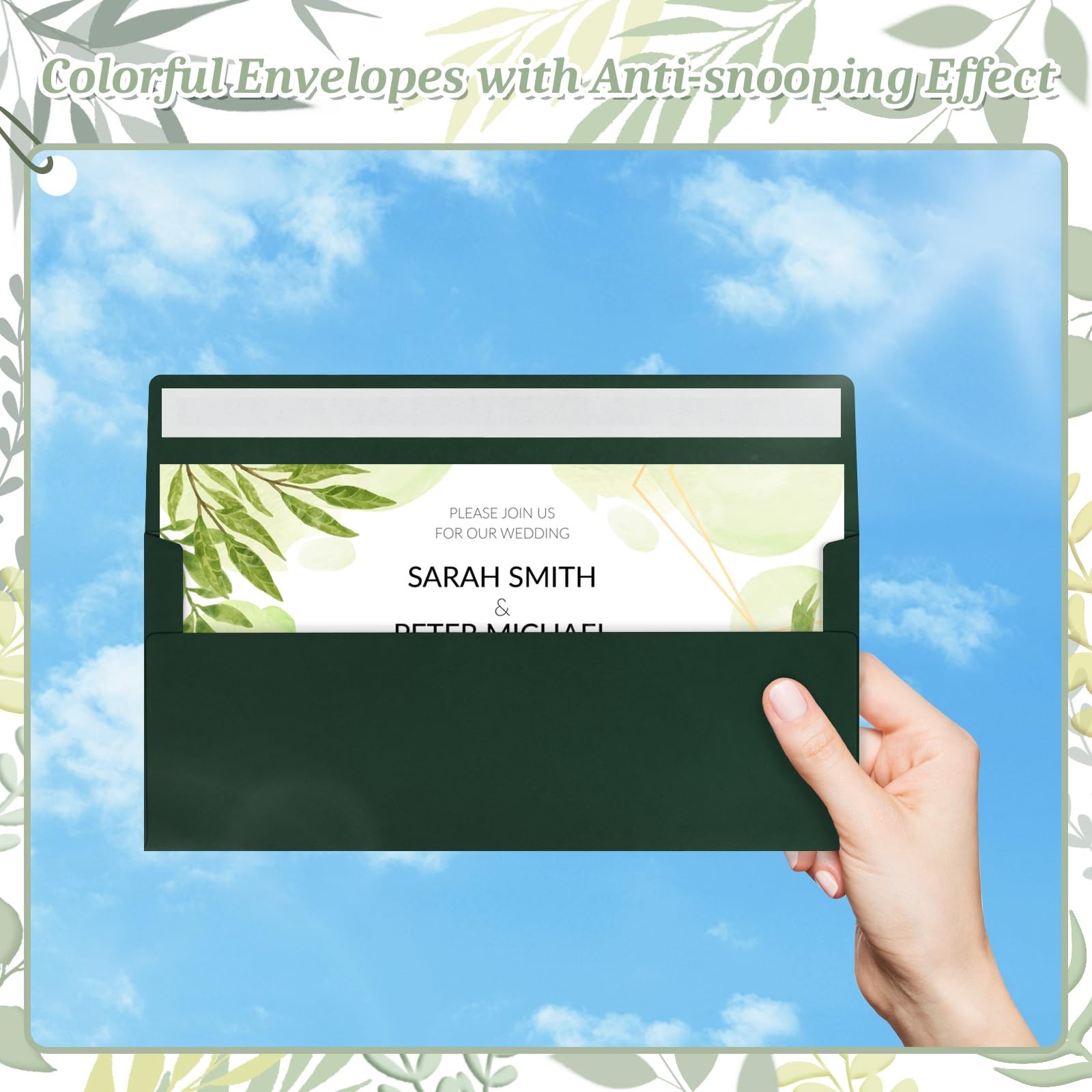 50 Pcs Dark Green #10 Business Envelopes, Self Seal Standard Envelopes, Windo…