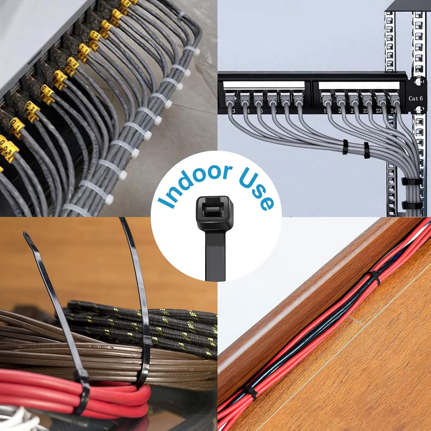 Skalon 1000 Pack 8 Inch Black Zip Ties 40lbs for Indoor Outdoor