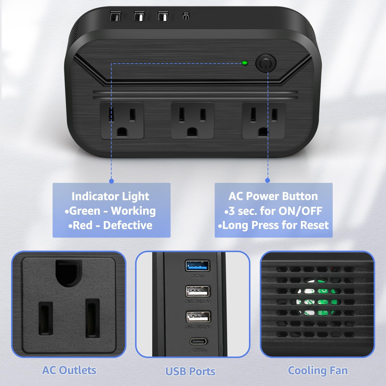 Voltage Converter 2300W Power Step Down 220V to 110V Universal Travel Adapter Po