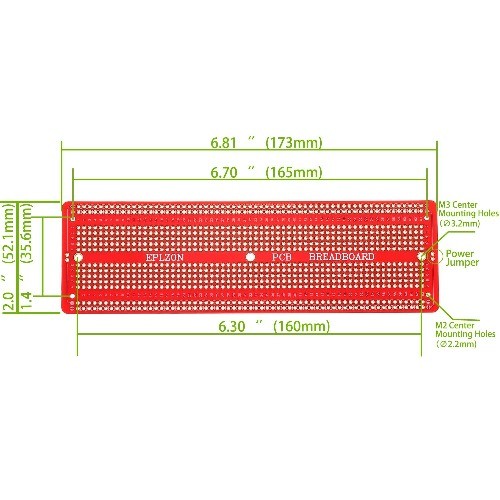 Solderable Breadboard Prototype PCB Board Kit 6.8×2.05 Inch Red 3 P Color: Red