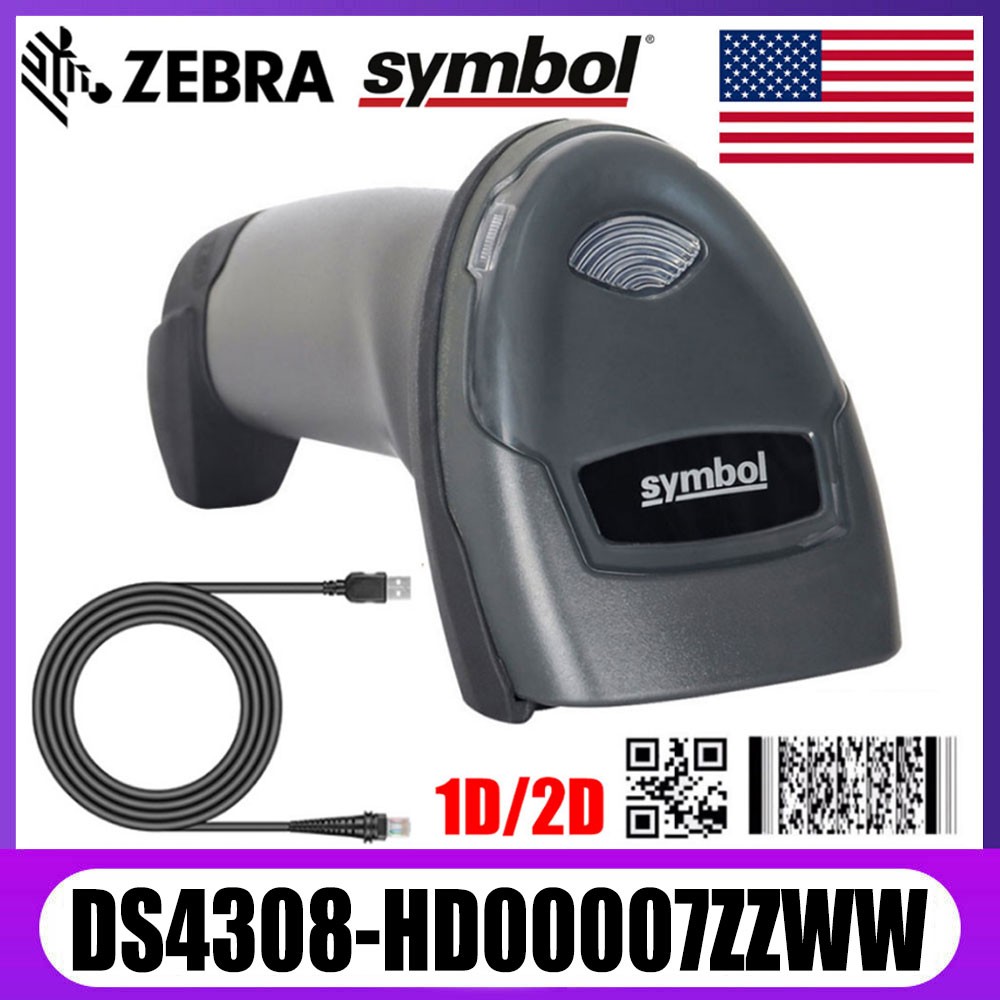 Zebra Symbol DS4308-HD00007ZZWW Handheld 2D Laser Barcode Scanner + USB Cable US