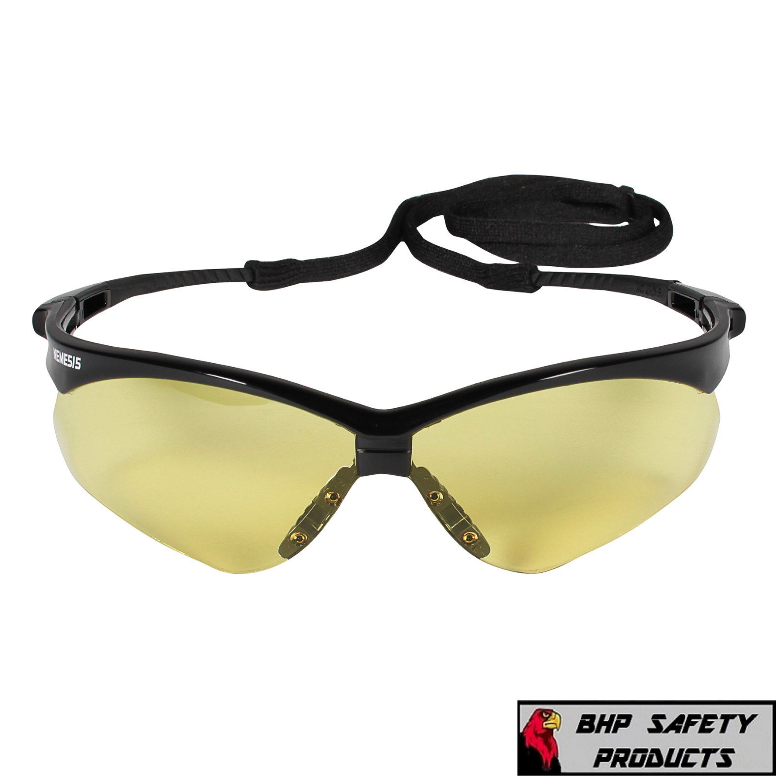 12 PAIR KLEENGUARD NEMESIS 25659 SAFETY GLASSES SHOOTING AMBER LENS BLACK FRAME