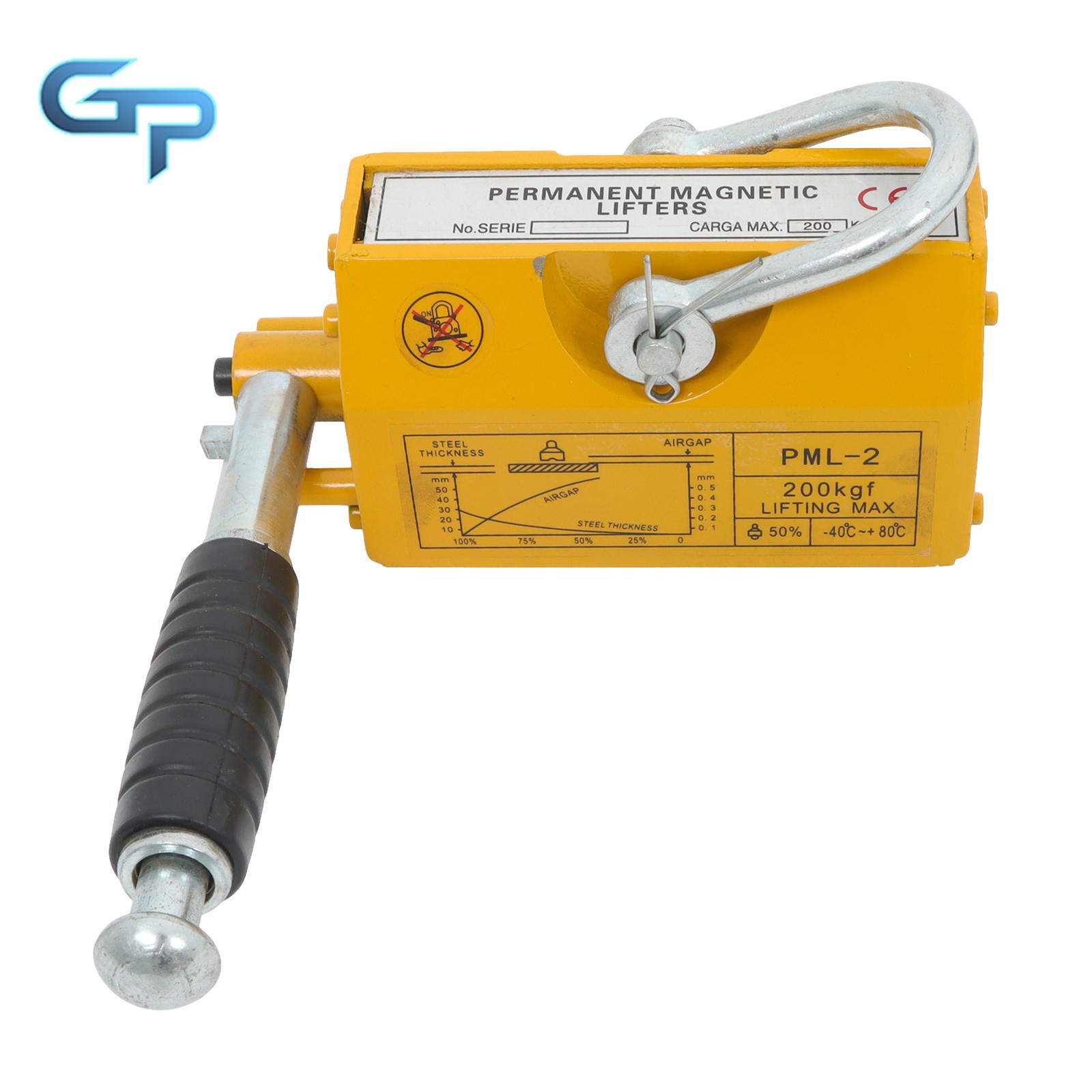 440lbs/200kg Permanent Magnetic Lifter 2.5 Safety Factor Yellow Lifting Magnet