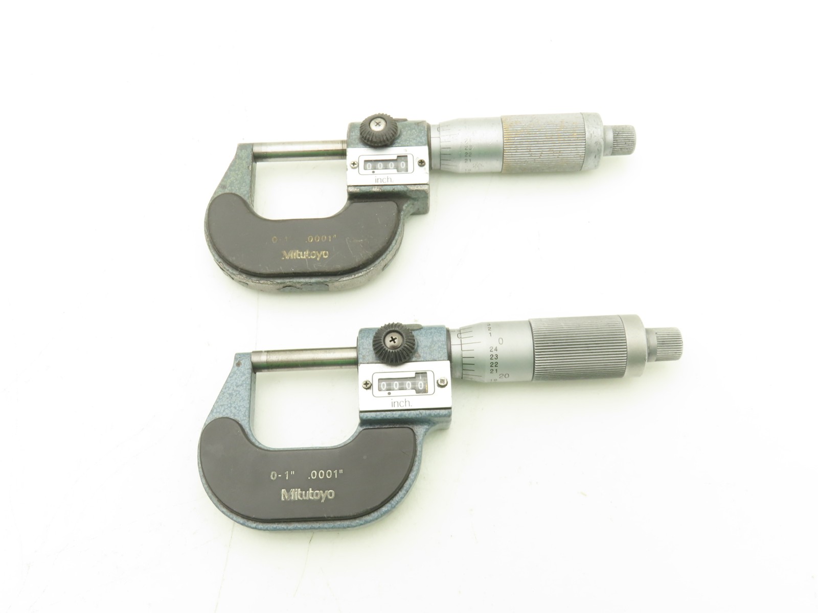 Mitutoyo 193-211 Mechanical Digit Counter Micrometer 0-1″ Range Blue LOT OF 2