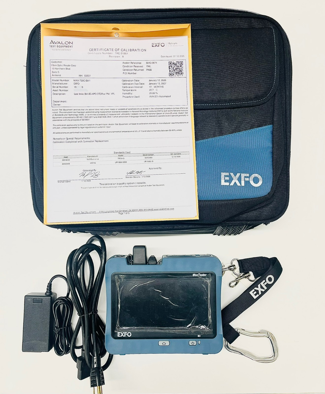 EXFO MaxTester 720C-SM1 OTDR iOLM 1310/1550nm PM/VFL Calibrated 01/2026 Tested