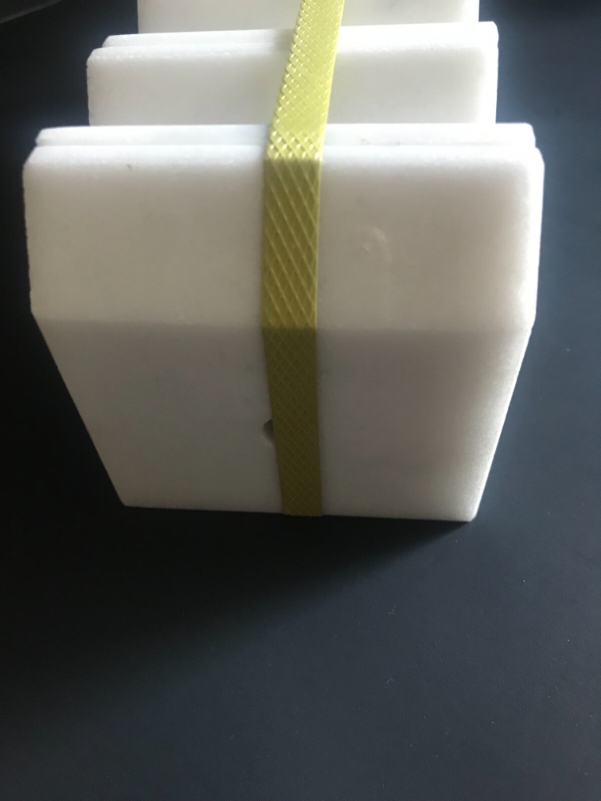 22 Count – 3X3x1 Marble Bases with Slant Trophy Bases Countersunk White See Pic