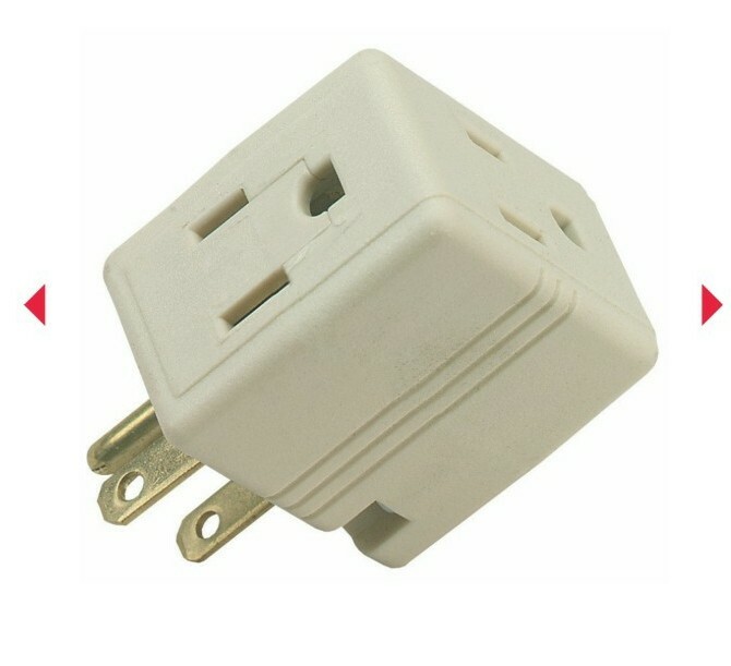 10 Pack Grounded 3 Outlet Adaptor Tap Cube 15amp 1875 watts Ivory