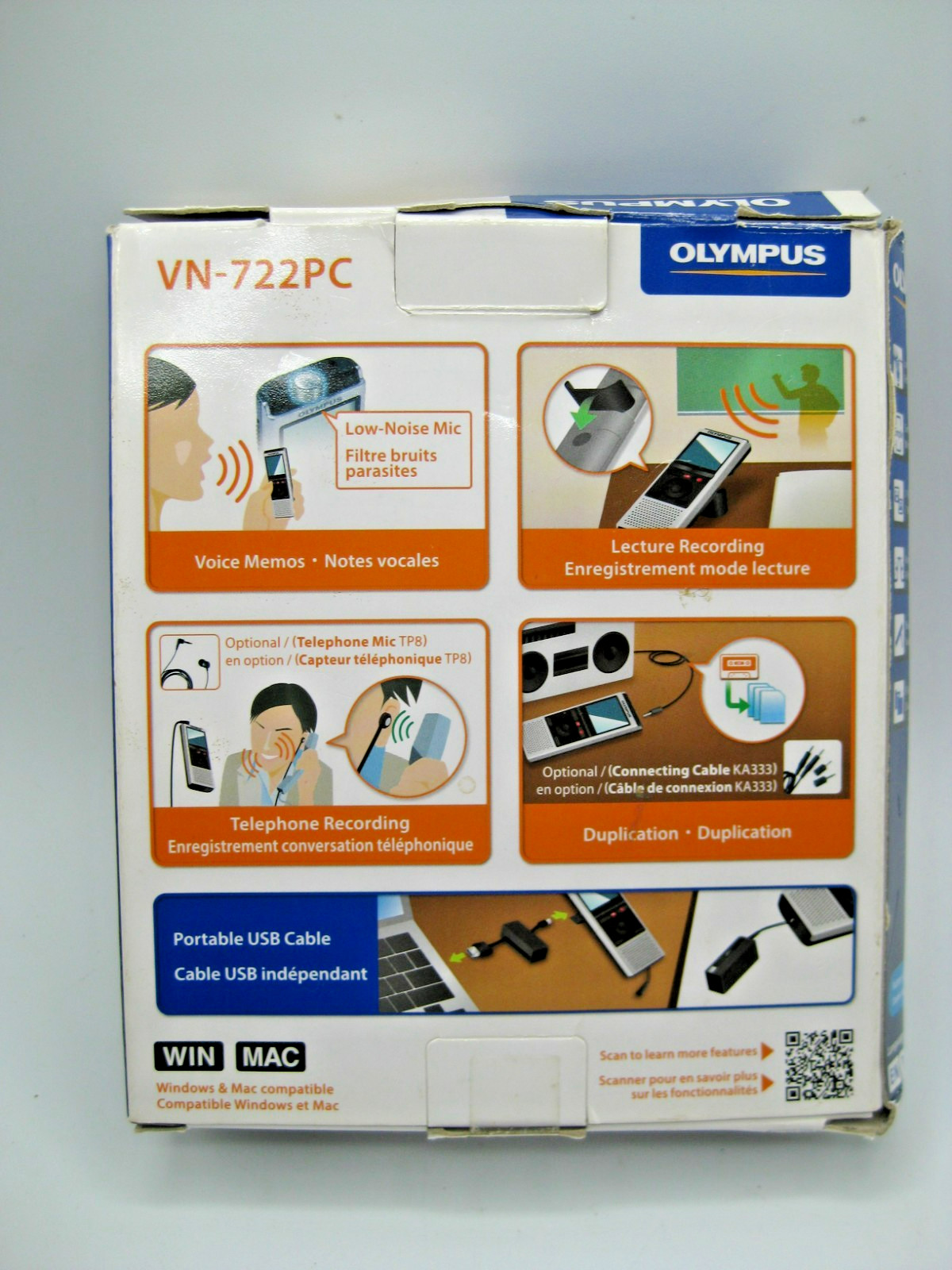Olympus VN-722PC Digital Voice Recorder Dictation Machine – PC Link & MicroSD