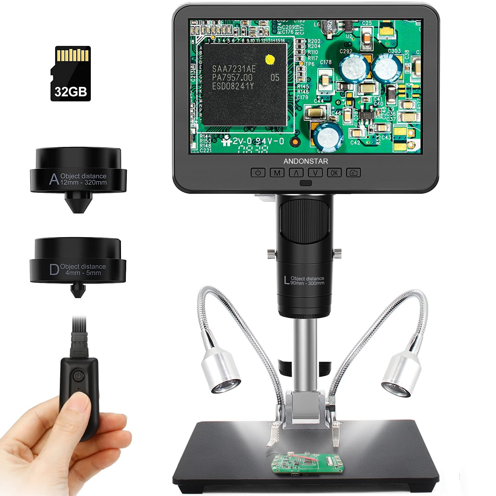 Andonstar AD246-M 7» LCD-AD246-M, Digital Microscope-7″ 3 Lens
