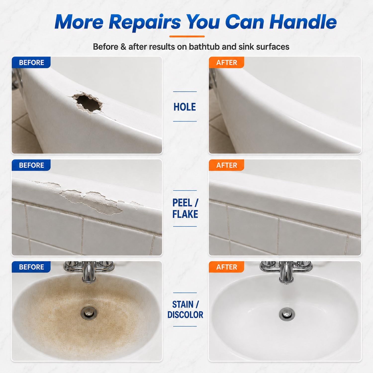 Porcelain Repair Kit White, High-Gloss Chipped Repair, No.01 White