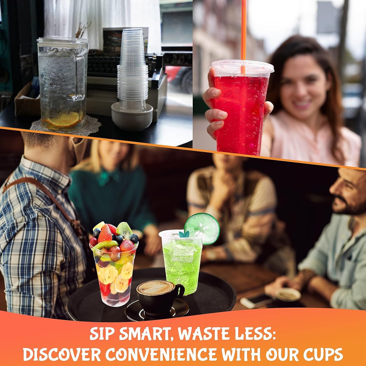 9oz Translucent Thin Wall Plastic Cold Cup- Pack of 100ct