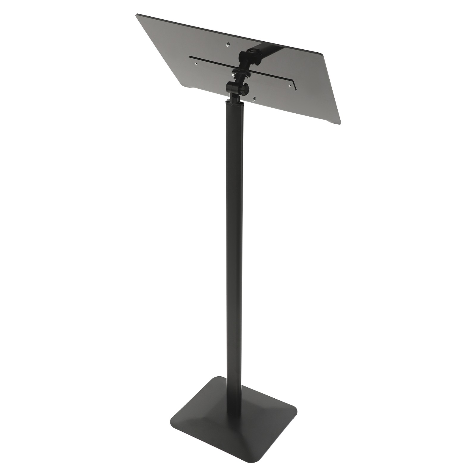 Black Metal Floor Standing Speaking Stand Adjustable Menu Document Display Stand