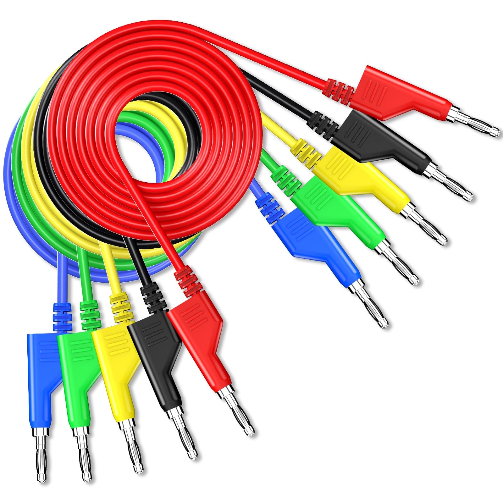 5PCS 4mm Stackable Banana to Banana Plug Test Leads 3.3ft/1m