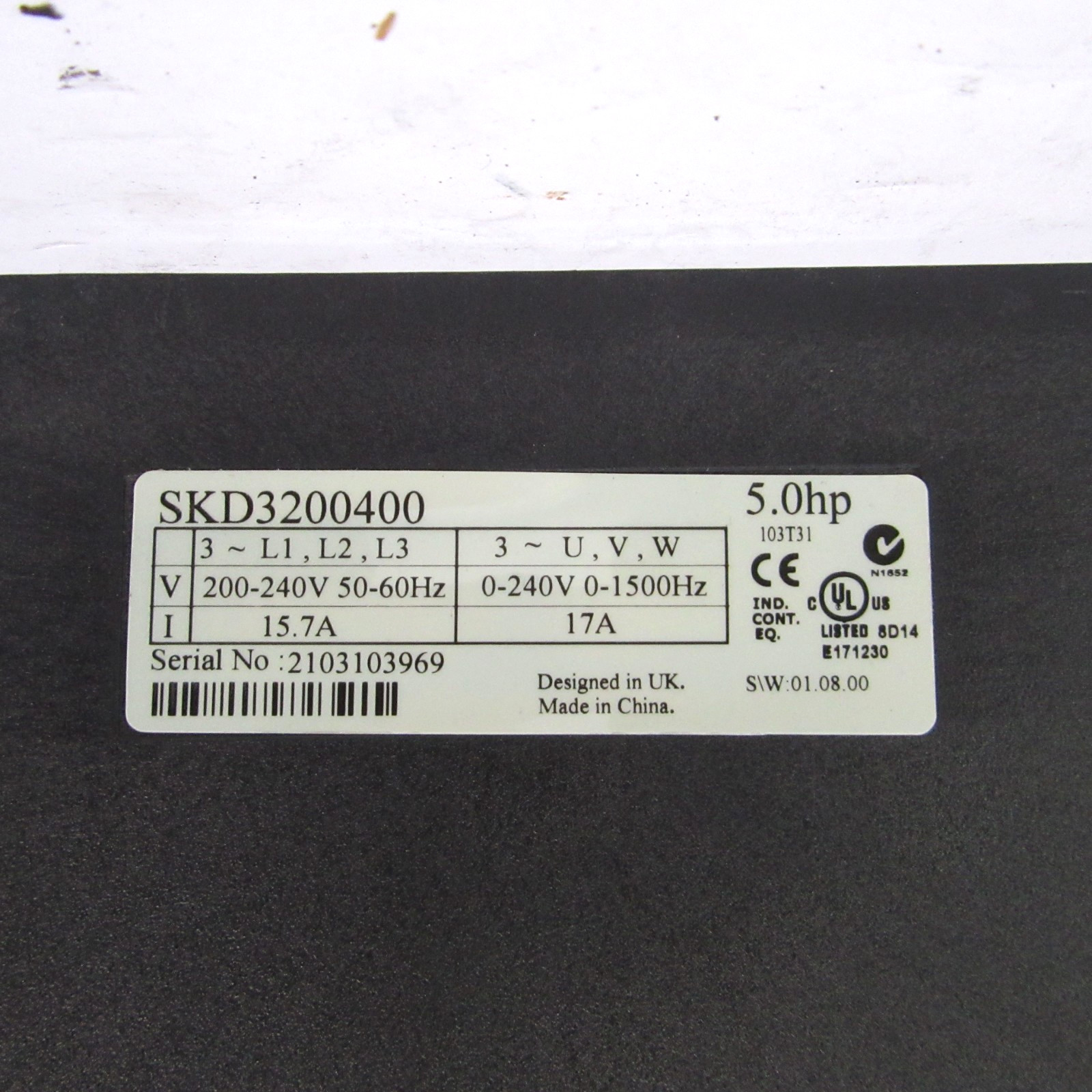 Emerson Commander SK SKD3200400 5.0HP INVERTER DRIVE T12-D8