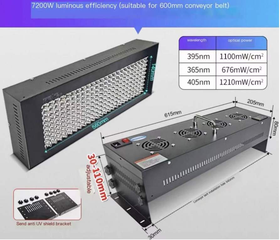 Conveyor Belt Dedicated UV Curing Lamp Light Belt Timing Function PLC Control