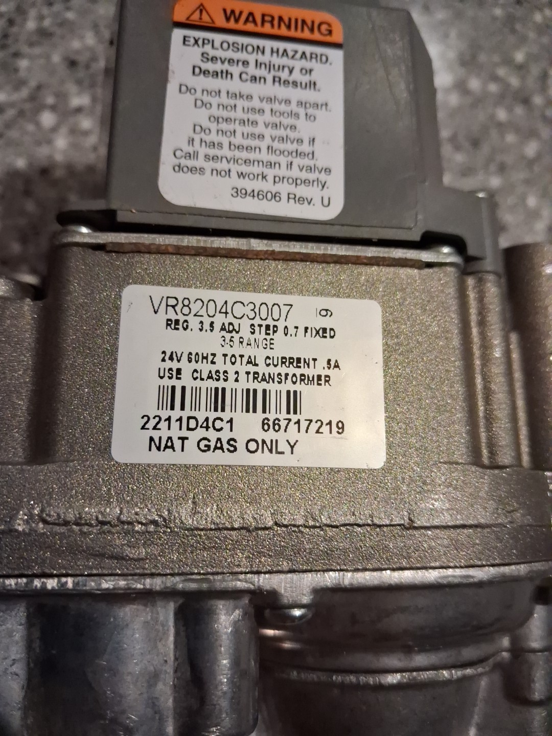 Burnham Resideo Natural Gas Valve IN3-IN6 VR8204C3007
