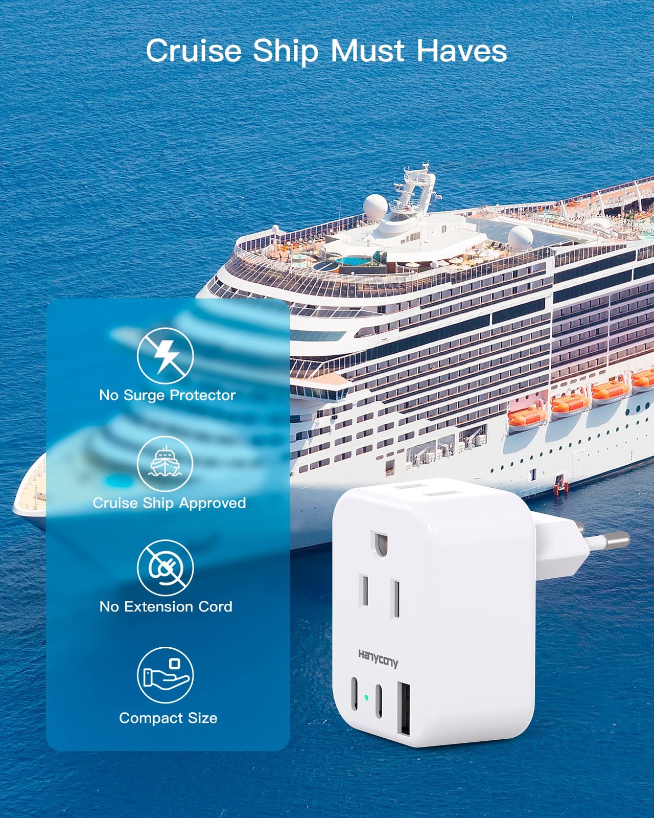 European Travel Plug Adapter for International, Italy Spain Power Adapter 2 O…
