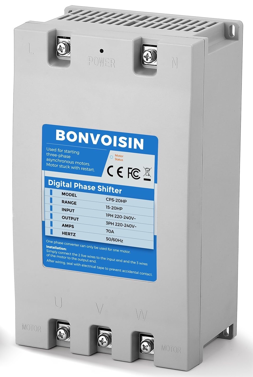 Bonvoisin Single Phase to 3 Phase Converter 20HP Digital Phase Shifter CPS-20HP