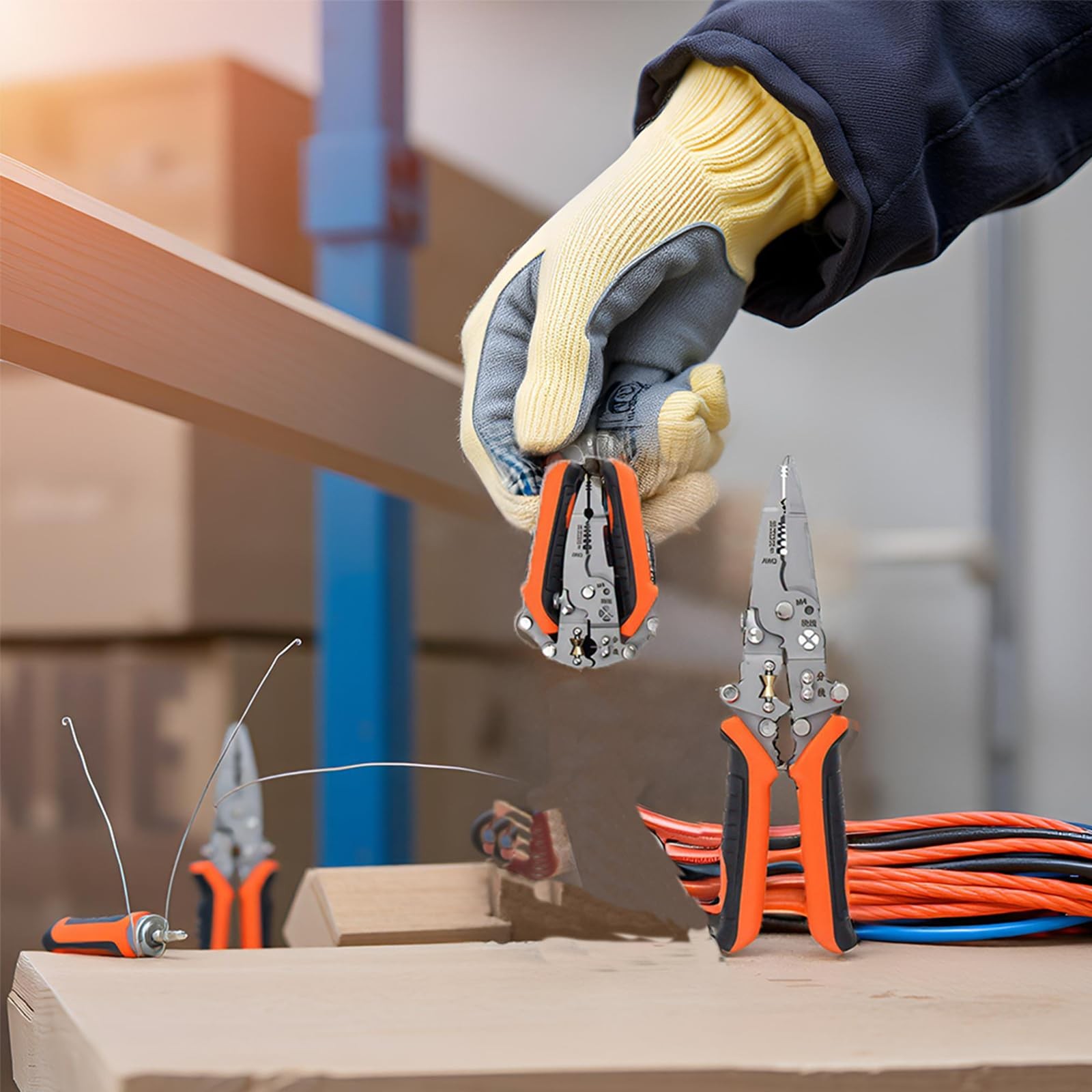 2 PCS 12 In 1 Multifunctional Wire Stripper Twister Foldable Crimping Pliers