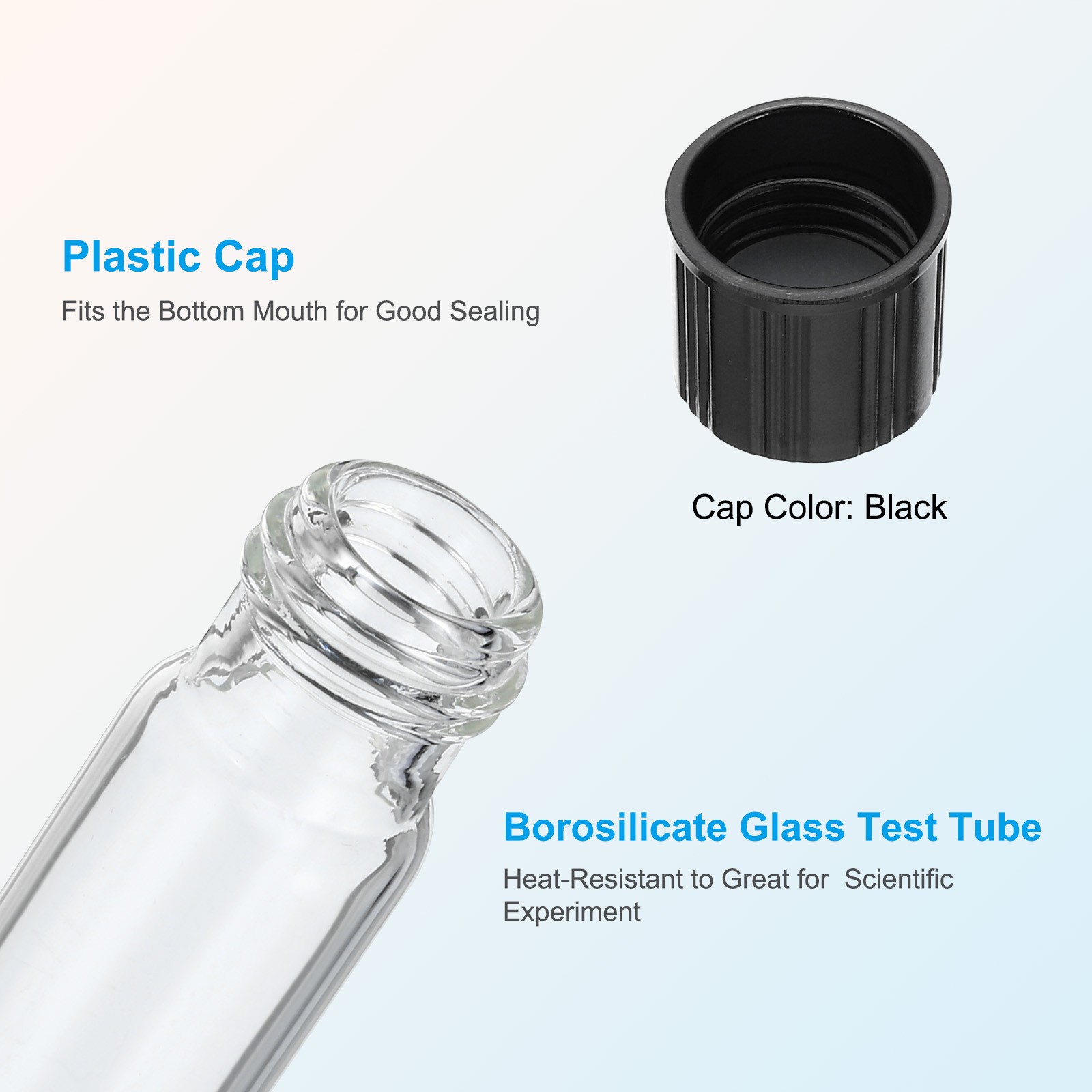 10ml Test Tubes 10pcs 3.94×0.63in Glass Test Tube Containers with Plastic Cap