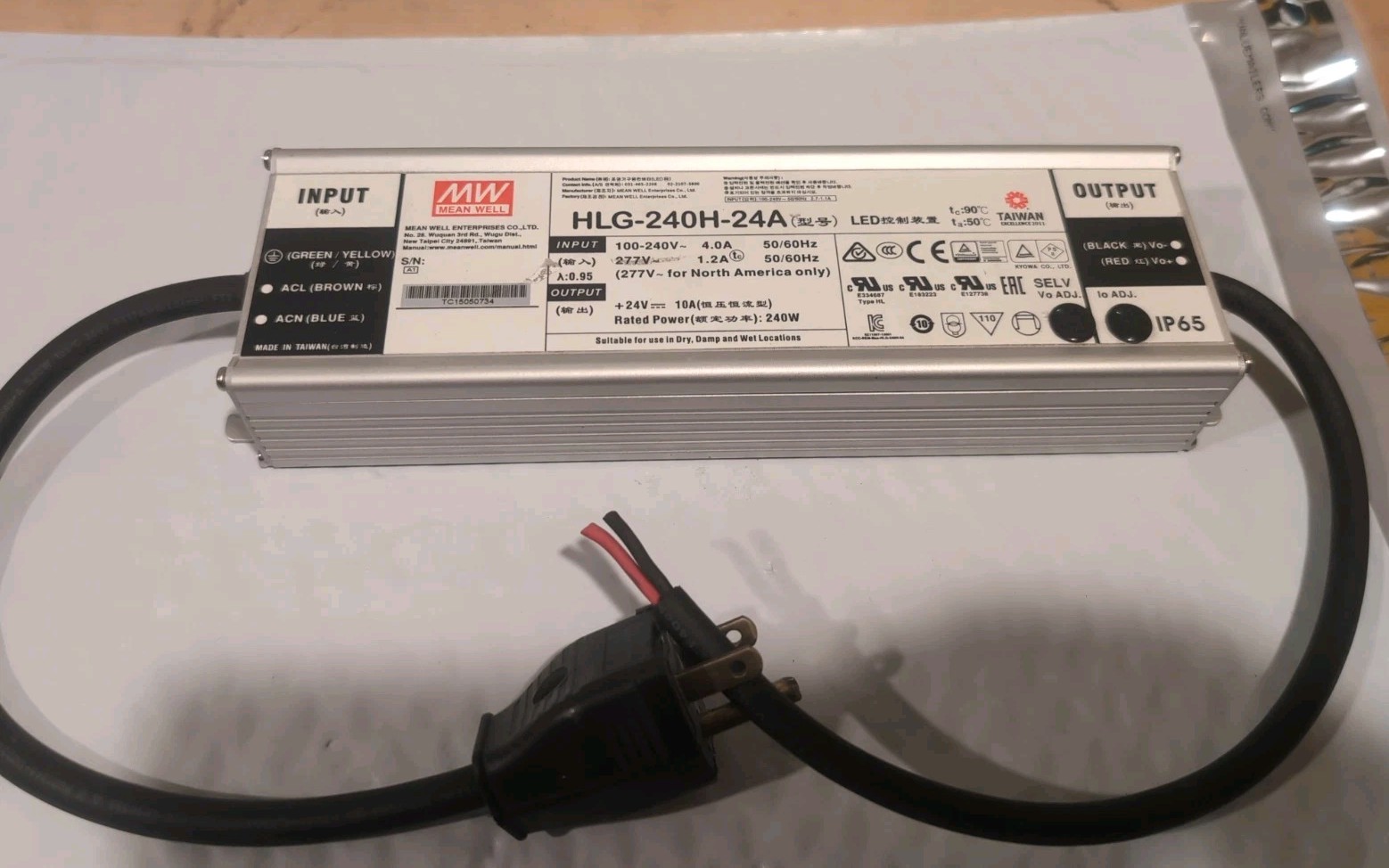 Original Mean Well HLG-240H-24A 24V 240W 10A LED PSU IP67 Outdoor Ruggef